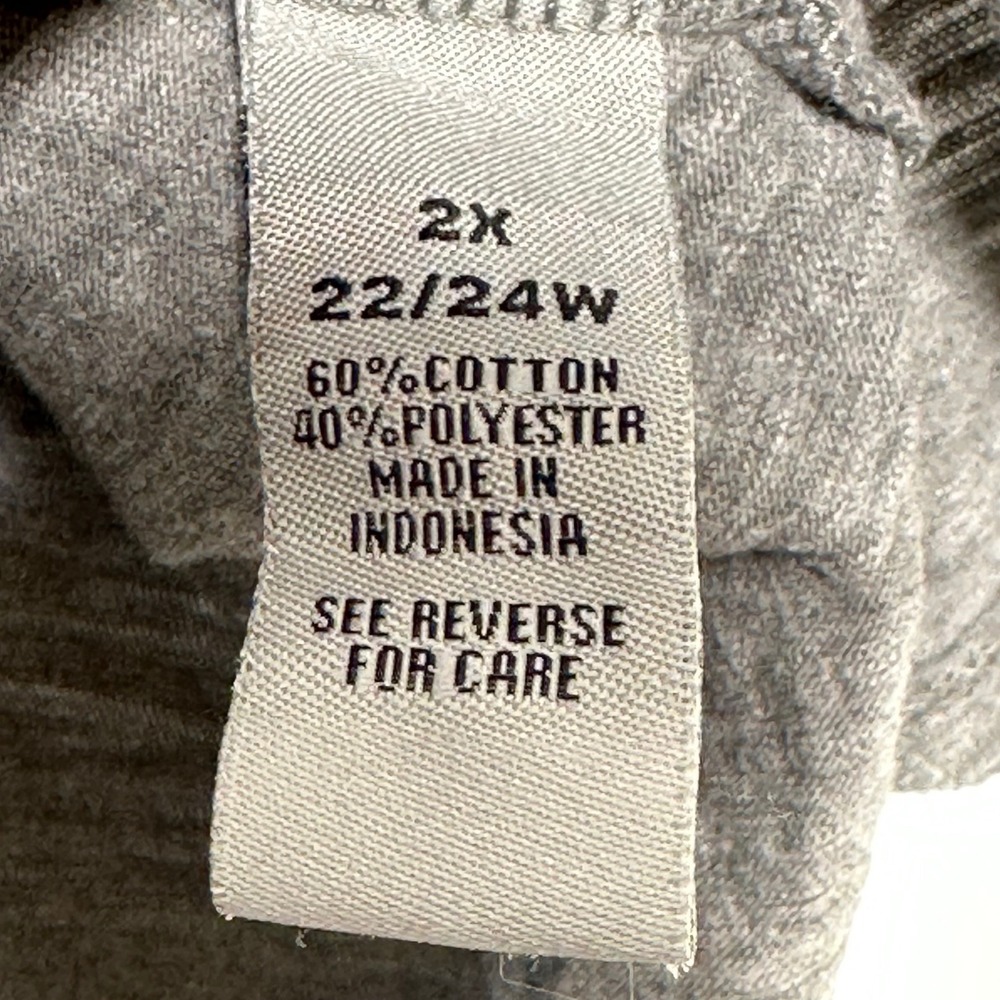 Catherines Womens 2X 22/24W Gray Damask Rhinestone 3/4 Sleeve Knit Top Tunic - Picture 2 of 6